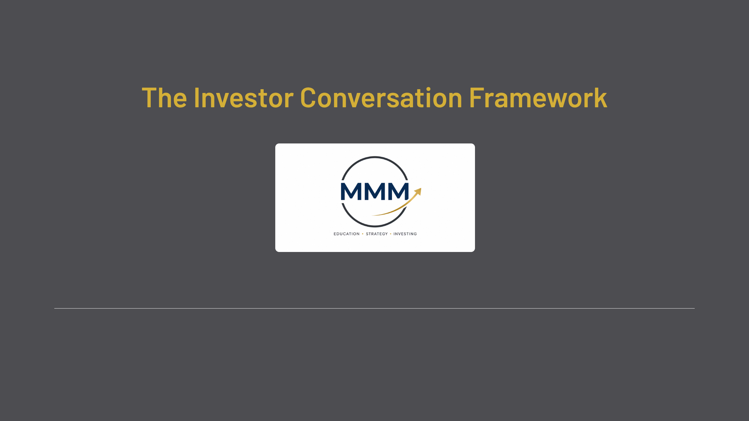 The Investor Conversation Framework